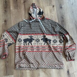 Cozy Moose Pattern Holiday Hoodie